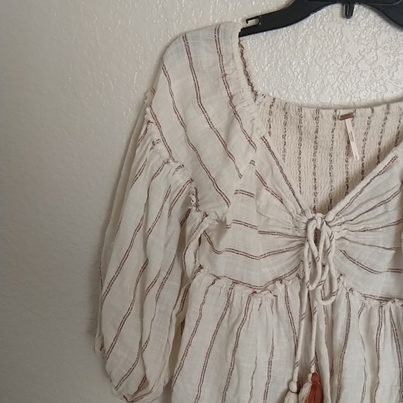 Free people Evey balloon sleeve tassels boho top sz S - Picture 3 of 7